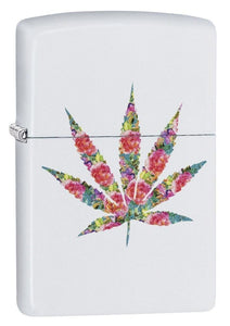 Zippo Floral Weed Design Lighter, White Matte #29730
