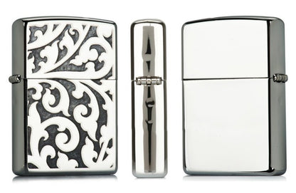 Zippo Filigree Lighter, Floral Pattern, High Polish Chrome #28530