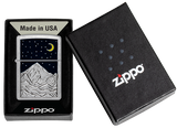 Zippo Mountain, Moon, and Stars Emblem, Street Chrome Lighter #48632