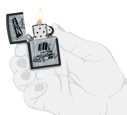 Zippo Retro Zippo Car Design, Black Matte Lighter #48572