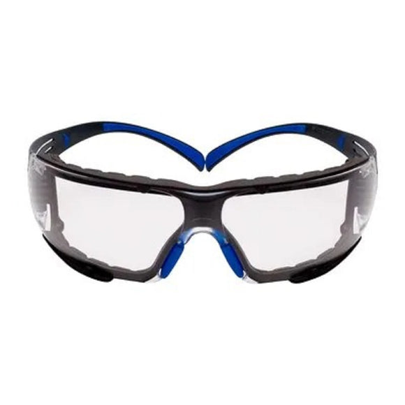 3M SecureFit Glasses Blue/Gray, Clear Anti-fog Lens Foam Gasket #SF401SGAF-BLU-F