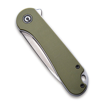 CIVIVI Elementum Knife, Green G10 Handle, Gray Satin Finished Blade #C907E