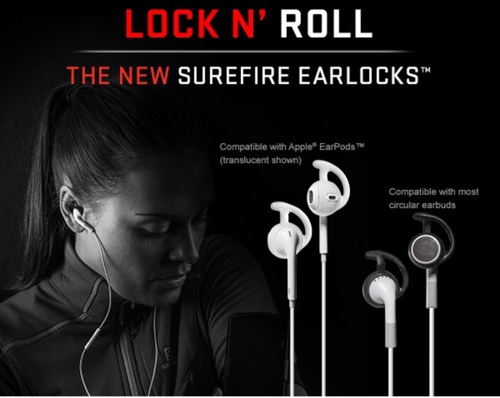 SureFire EarLocks Attachment for Circular Earbud Headphones, Clear #ELU1-CLR-MPR
