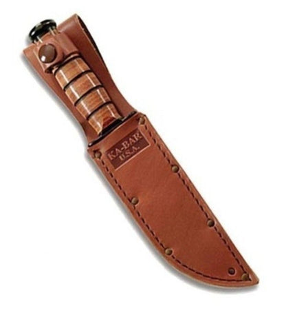 KA-BAR Short USA Knife Sheath, Brown Leather, Fits 5.25" Blade Knives #1251S