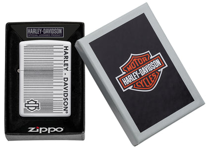 Zippo Harley Davidson Black Lines, White Matte Finish, Windproof Lighter #49465