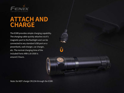 Fenix E30R, 1600 Lumens Rechargeable Flashlight, Battery Included #E30R