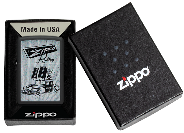 Zippo Retro Zippo Car Design, Black Matte Lighter #48572