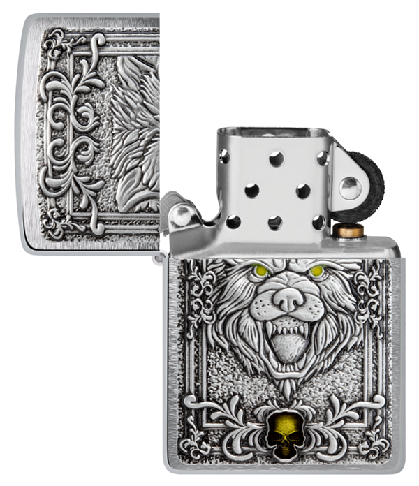 Zippo Wolf Emblem Design, Brushed Chrome Lighter #48690