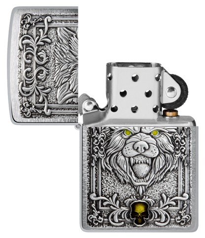 Zippo Wolf Emblem Design, Brushed Chrome Lighter #48690