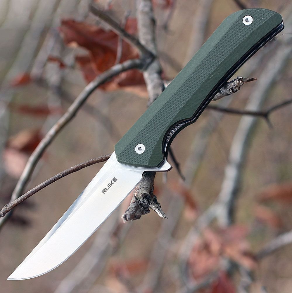 Ruike Hussar, 3.75" Blade, Liner-lock Folding Pocket Knife, Green #P121G