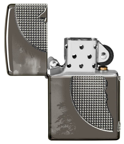 Zippo Wolf Design, Textured 360° Armor Black Ice Finish Windproof Lighter #49353