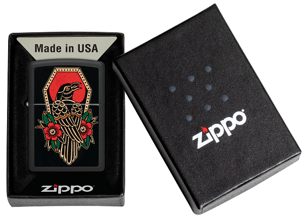 Zippo The Raven Design, Black Matte Finish Lighter #48611