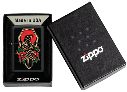 Zippo The Raven Design, Black Matte Finish Lighter #48611