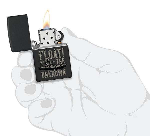 Zippo Float into The Unknown Astronaut Design, Black Matte Lighter #48566