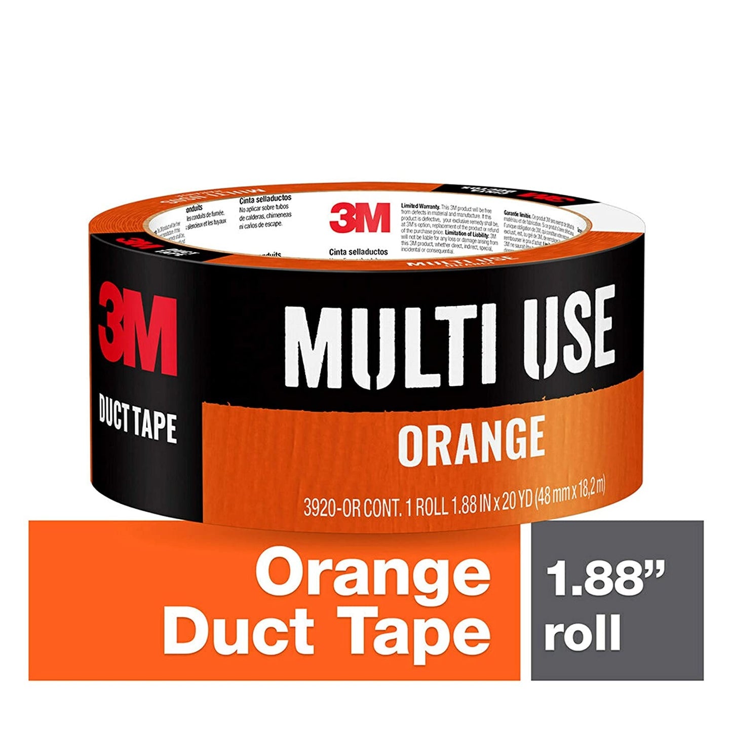 3M Orange Duct Tape, 1.88 in x 20 yd (48 mm x 18,2 m) #3920-OR
