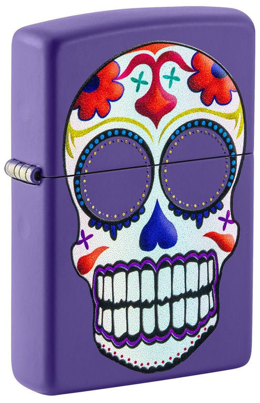 Zippo Sugar Skull Design, Purple Matter Finish Windproof Lighter #49859
