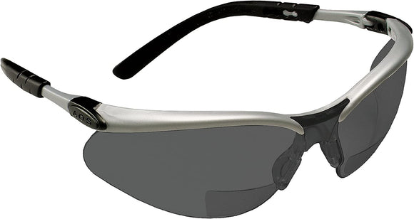3M BX Reader Protective Glasses, Gray Lens, Silver Frame, +2.0 Diopter #11378