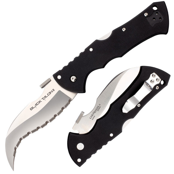 Cold Steel Black Talon II Serrated Edge Folding Knife, Tri-Ad Lock #22BS