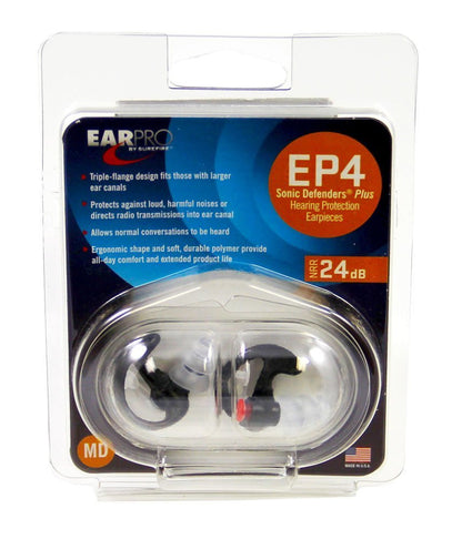 SureFire EarPro Sonic Defenders Plus, Black, Medium, Earplugs #EP4-BK-MPR