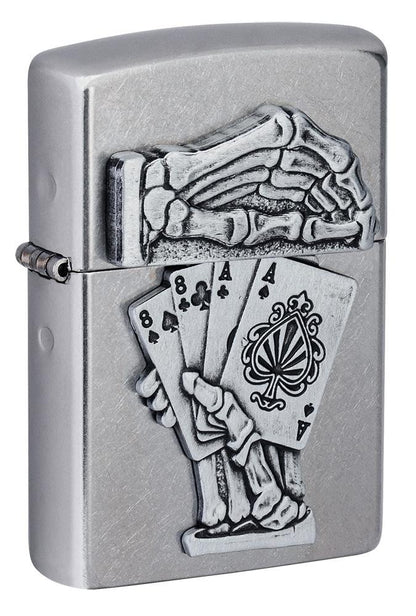 Zippo Dead Mans Hand Poker Casino Design, Street Chrome Lighter #49536