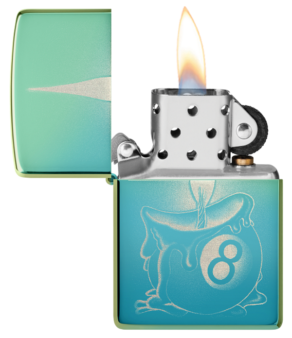Zippo 8-Ball Candle Wax Design, High Polish Teal Lighter #48615
