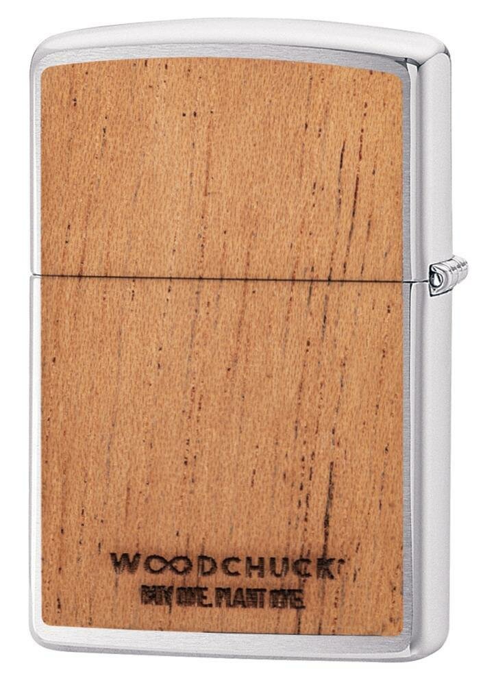 Zippo WOODCHUCK American Flag, Real Wood, Street Chrome Windproof Lighter #29966