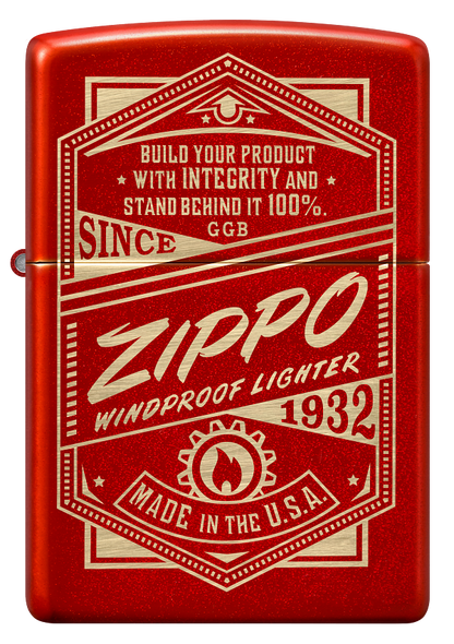 Zippo Retro Design, Metallic Red Laser Engraved Lighter #48620