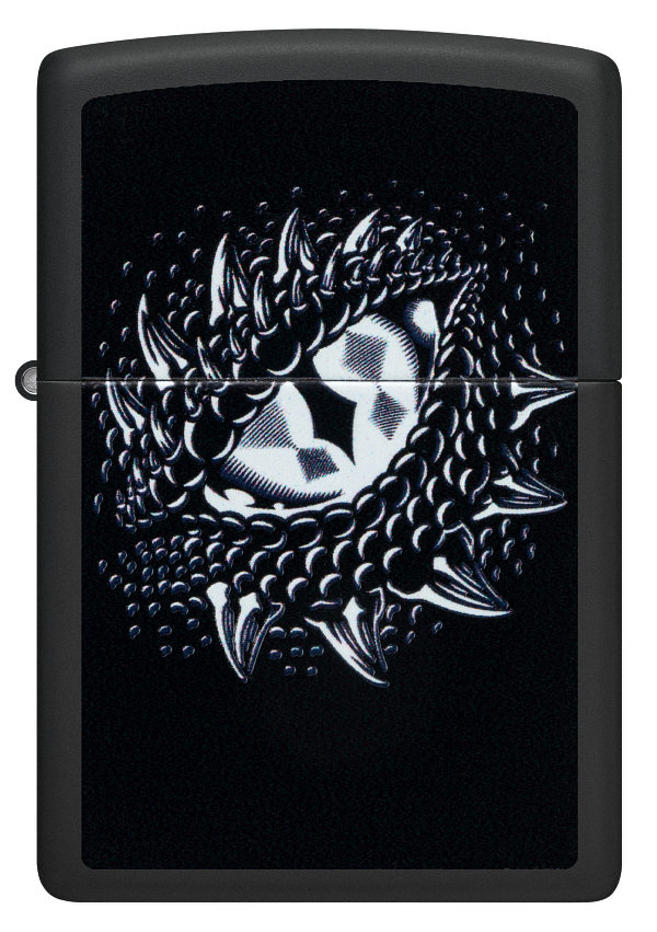 Zippo Dragon Eye Black Light Design, Black Matte Lighter #48608