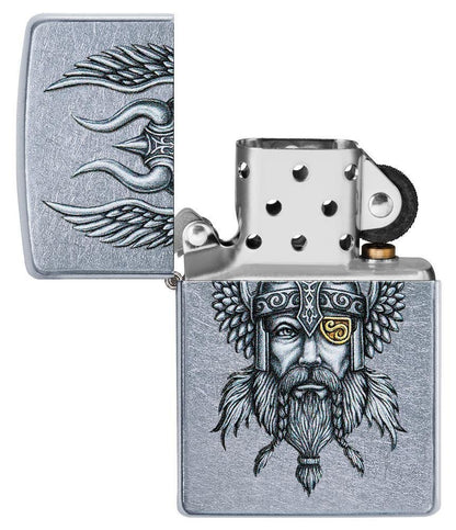 Zippo Nordic Viking Warrior, Street Chrome Finish, Windproof Lighter #29871