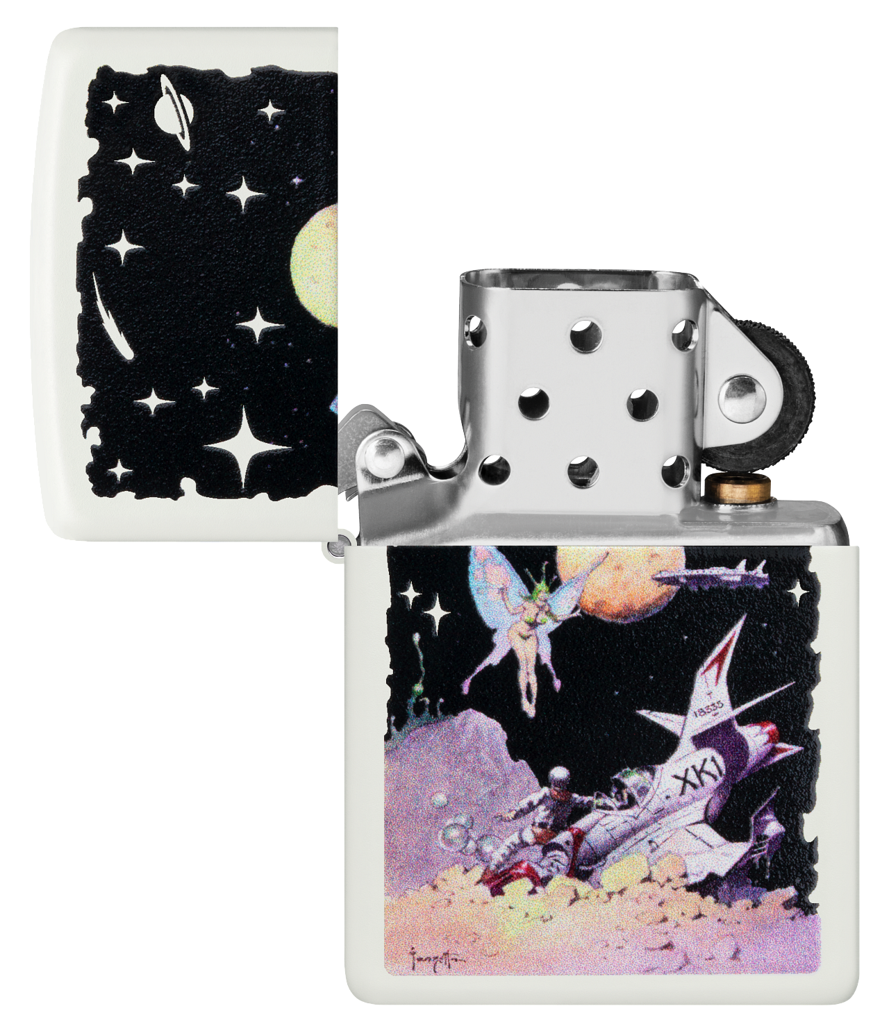 Zippo Frank Frazetta Space Fairy, White Matte Lighter #48378