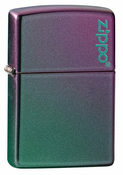 Zippo Iridescent Violet + Logo, Satin Finish Genuine Pocket Lighter NEW #49146ZL