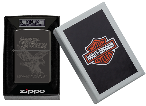 Zippo Harley Davidson Laser Fancy Fill Design, High Polish Black Lighter #48601