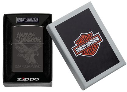 Zippo Harley Davidson Laser Fancy Fill Design, High Polish Black Lighter #48601