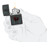 Zippo Heart and Dagger Design, Black Crackle Finish Lighter #48617