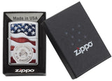 Zippo American Stamp on Flag Lighter, High Polish Chrome #29395