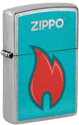 Zippo Flame Logo Design, Street Chrome Lighter #48495