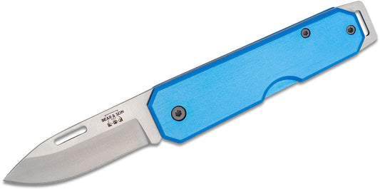 Bear & Son 110 Blue, Lightweight Slip Joint Drop Point Knife, Alum Handle #110BL