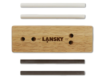Lansky 4-Rod Turn Box Hardwood Ceramic Knife Sharpener Medium & Fine Grit #LCD5D