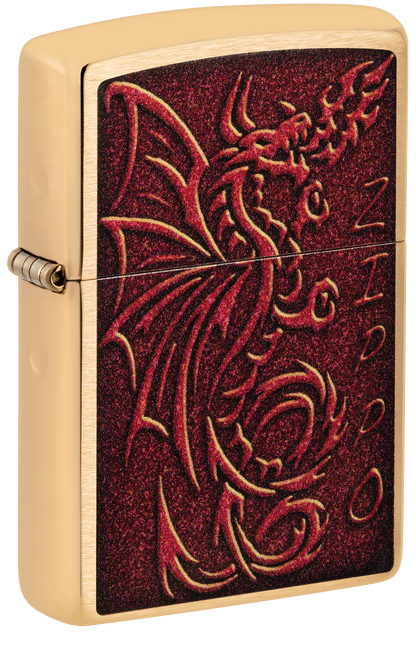 Zippo Medieval Dragon Design, Brushed Brass Lighter #48362