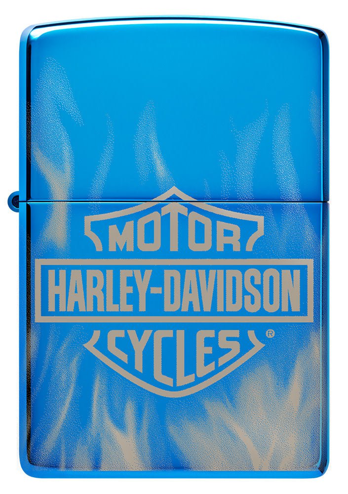 Zippo Harley Davidson Motorcycles, High Polish Blue Lighter #49469