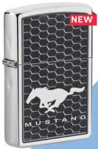 Zippo Ford Mustang, Classic High Polish Chrome Finish, Windproof Lighter #49328