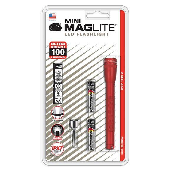 MAGLITE Mini LED Flashlight 2-Cell AAA Combo Pack, Red #SP32036
